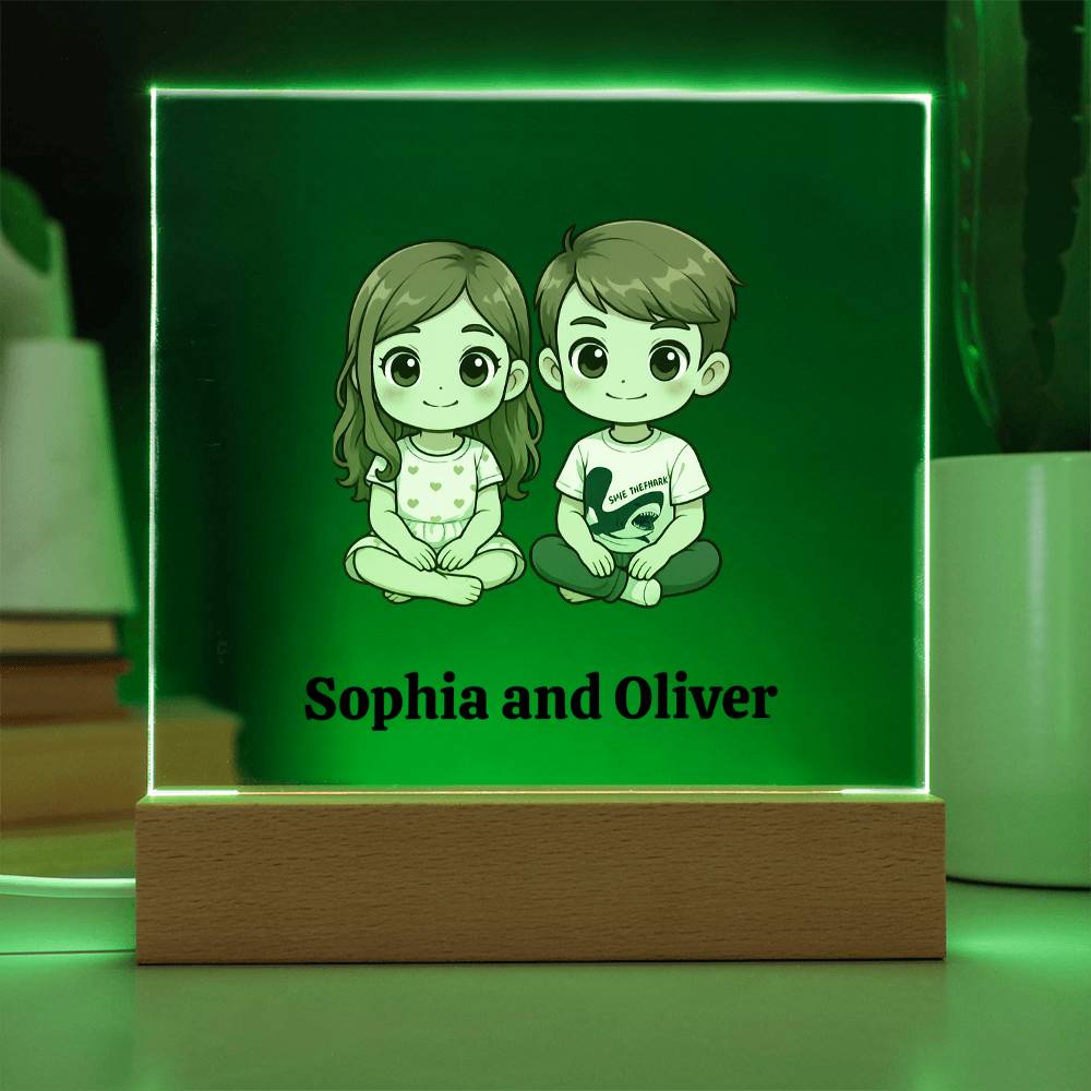 Personalized acrylic led sign, Custom night light kids, Cute cartoon plaque, led room decor gift, Customized led sign, usb or battery