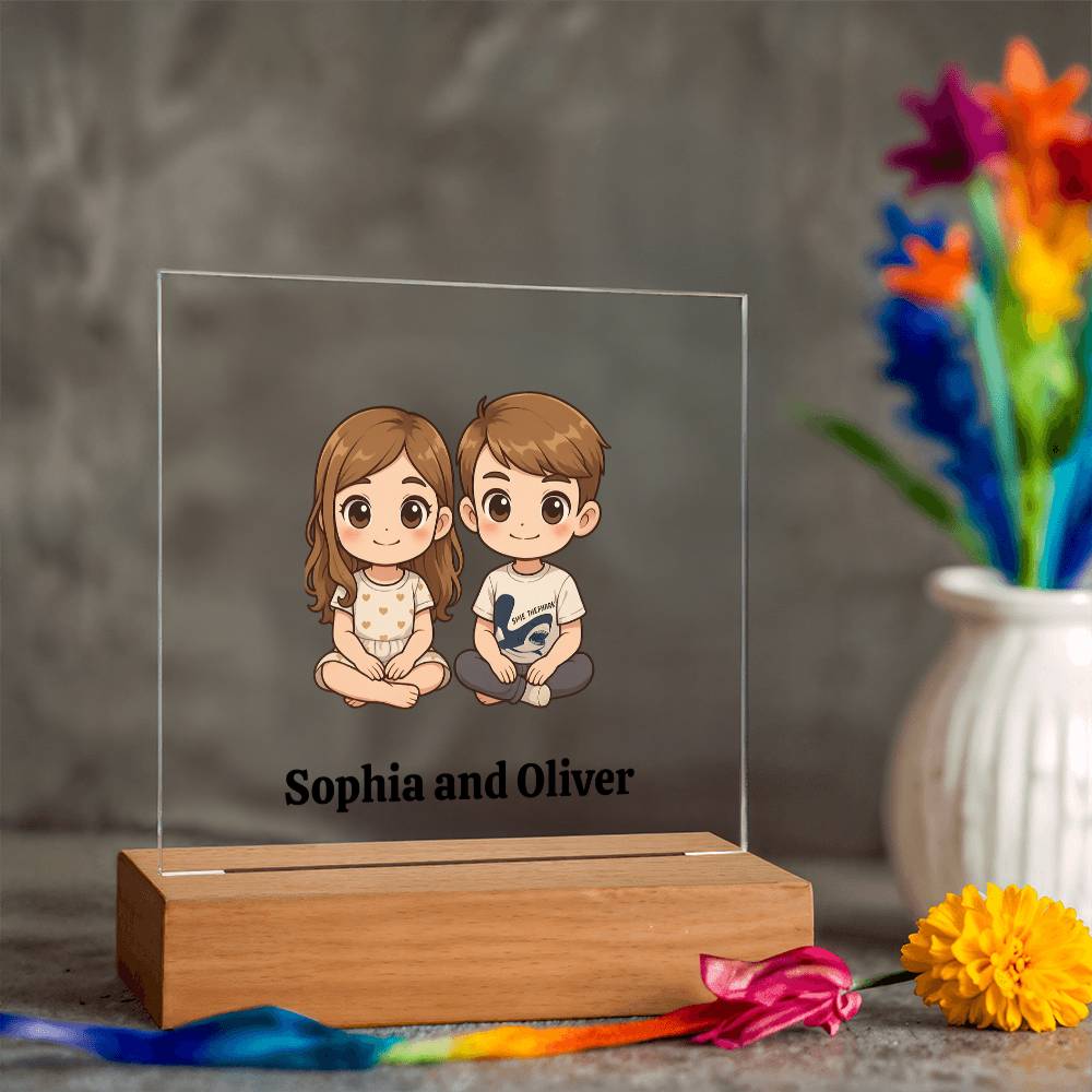 Personalized acrylic led sign, Custom night light kids, Cute cartoon plaque, led room decor gift, Customized led sign, usb or battery