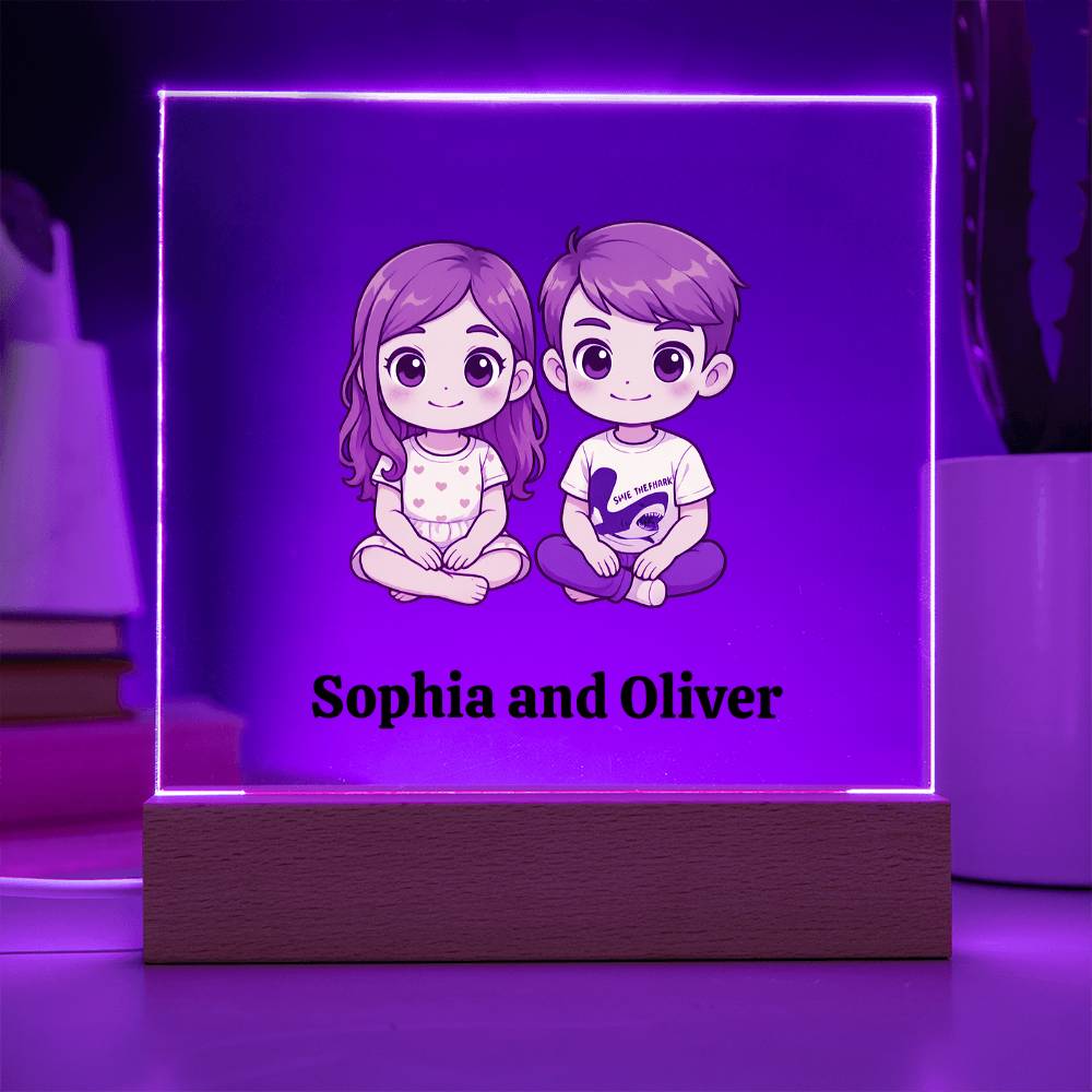 Personalized acrylic led sign, Custom night light kids, Cute cartoon plaque, led room decor gift, Customized led sign, usb or battery