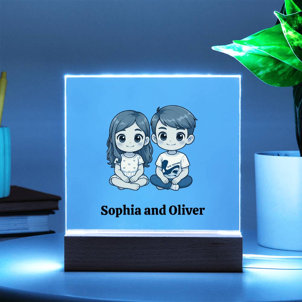 Personalized acrylic led sign, Custom night light kids, Cute cartoon plaque, led room decor gift, Customized led sign, usb or battery