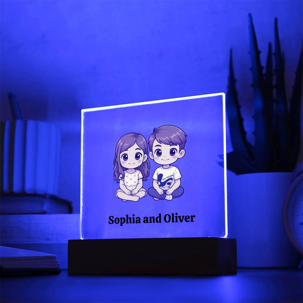 Personalized acrylic led sign, Custom night light kids, Cute cartoon plaque, led room decor gift, Customized led sign, usb or battery