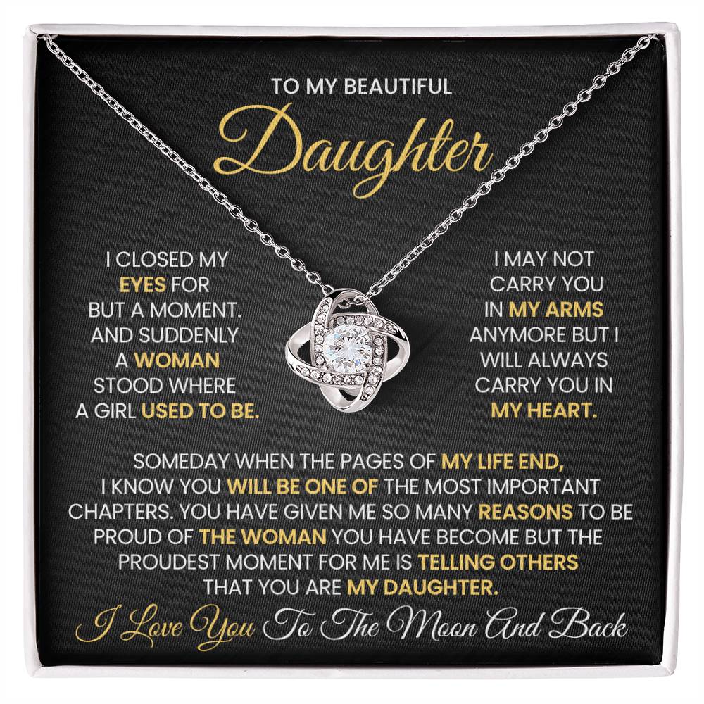 To My Beautiful Daughter- Love Knot Necklace