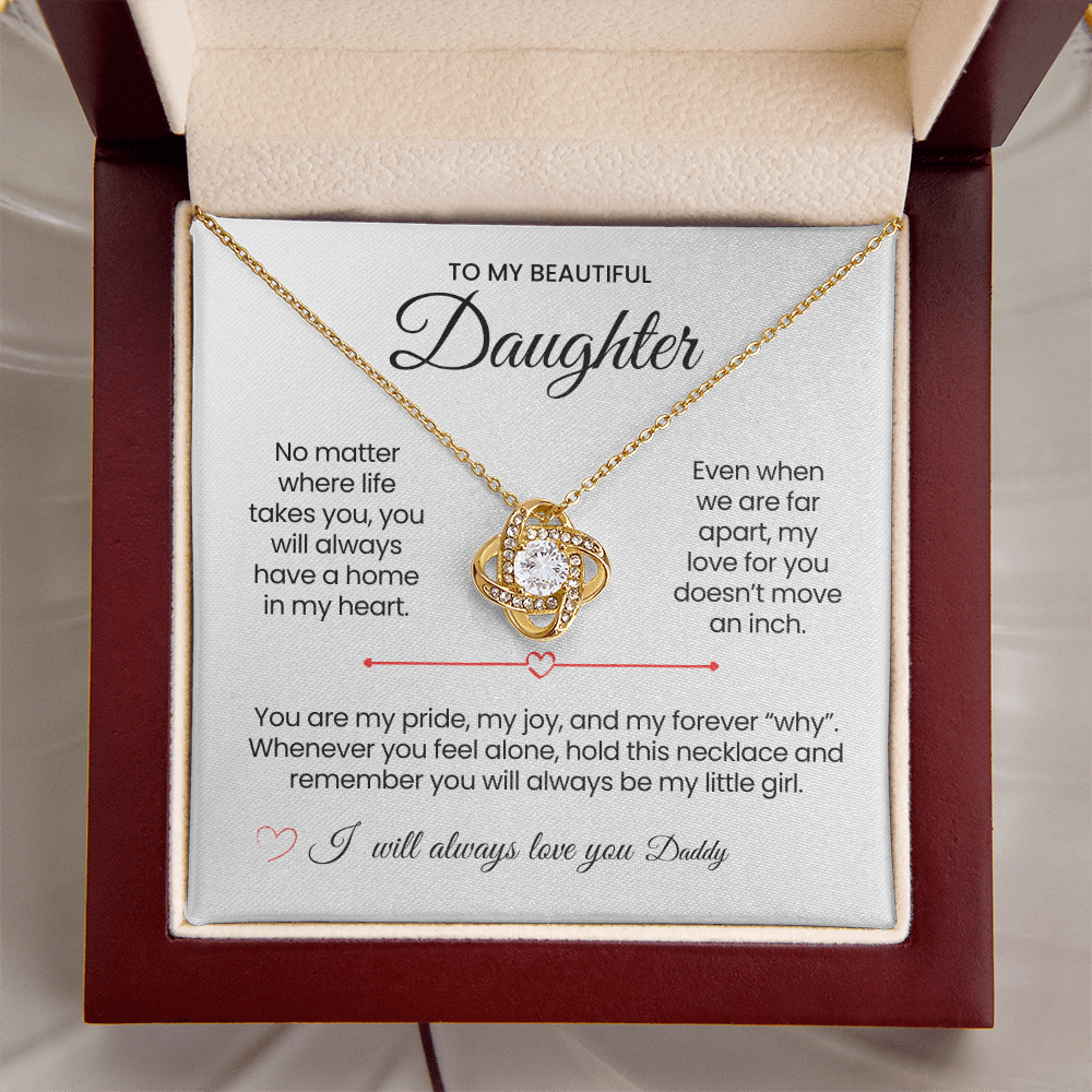 To My Daughter Love Knot Necklace Customizable signer
