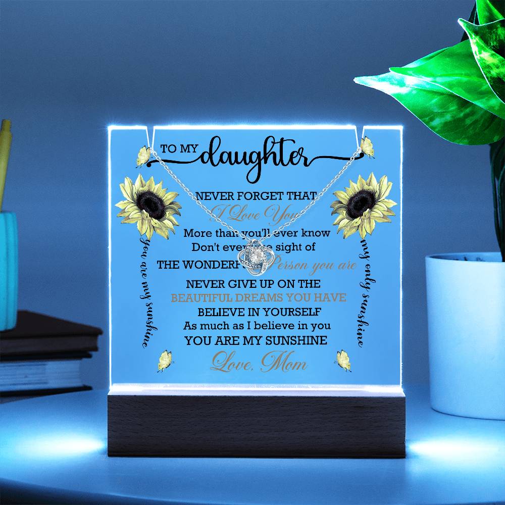 To my Daughter- Keepsake Acrylic & Love Knot Necklace