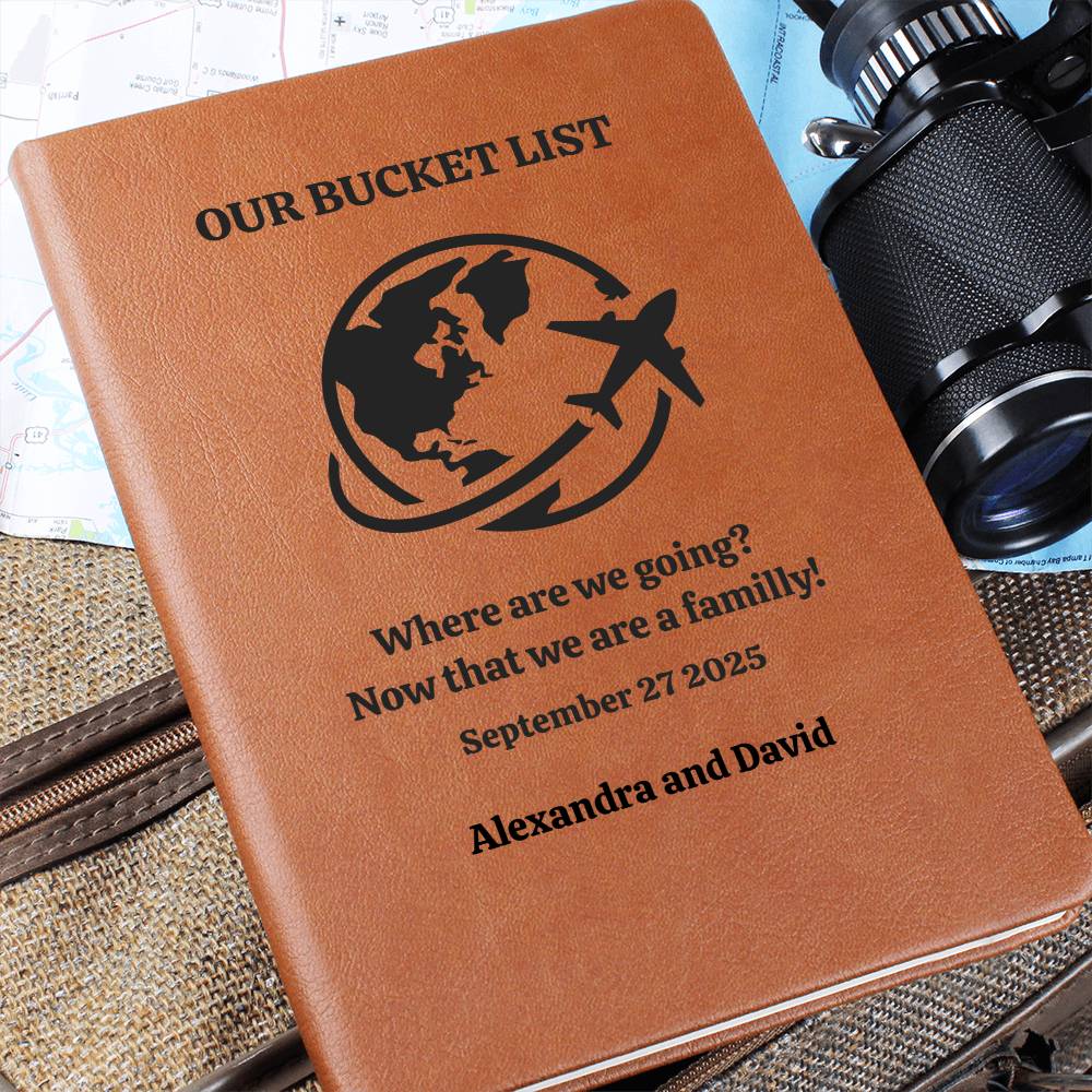 Vegan Leather Travel Journal, Personalized Adventure Notebook, Custom Bucket List Book, Unique Gift for Explorers, Keepsake Diary