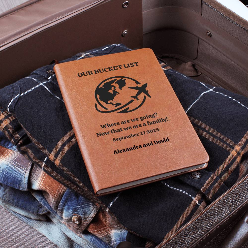 Vegan Leather Travel Journal, Personalized Adventure Notebook, Custom Bucket List Book, Unique Gift for Explorers, Keepsake Diary