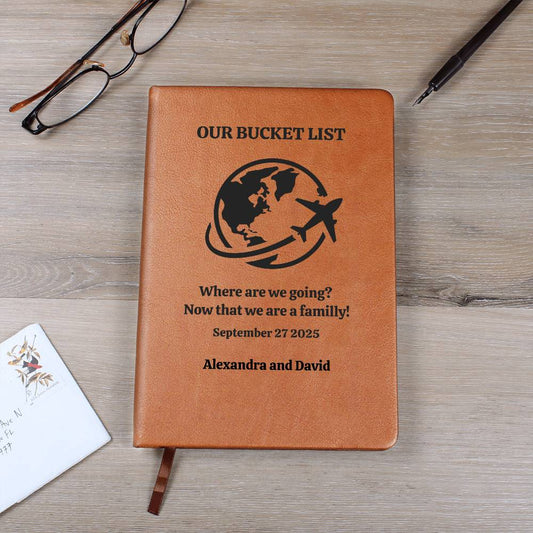 Vegan Leather Travel Journal, Personalized Adventure Notebook, Custom Bucket List Book, Unique Gift for Explorers, Keepsake Diary