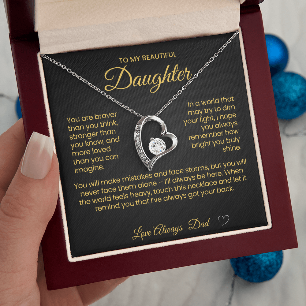 To My Beautiful Daughter Forever Love Necklace You are Braver