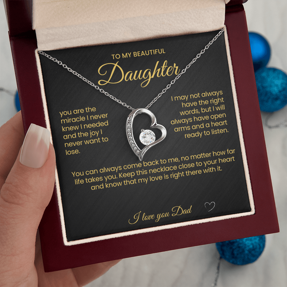 To My Beautiful Daughter Forever Love Necklace You are the Miracle