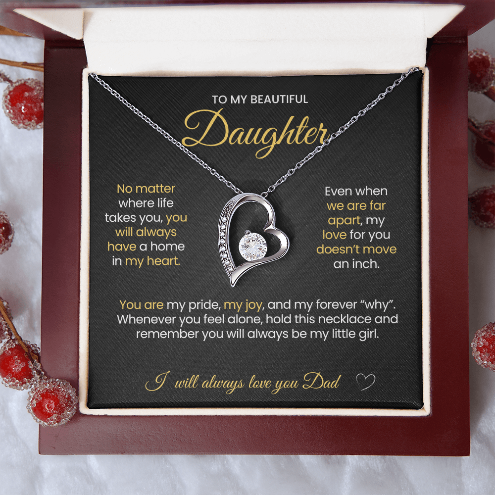 To My Beautiful Daughter Forever Love Necklace No Matter where life