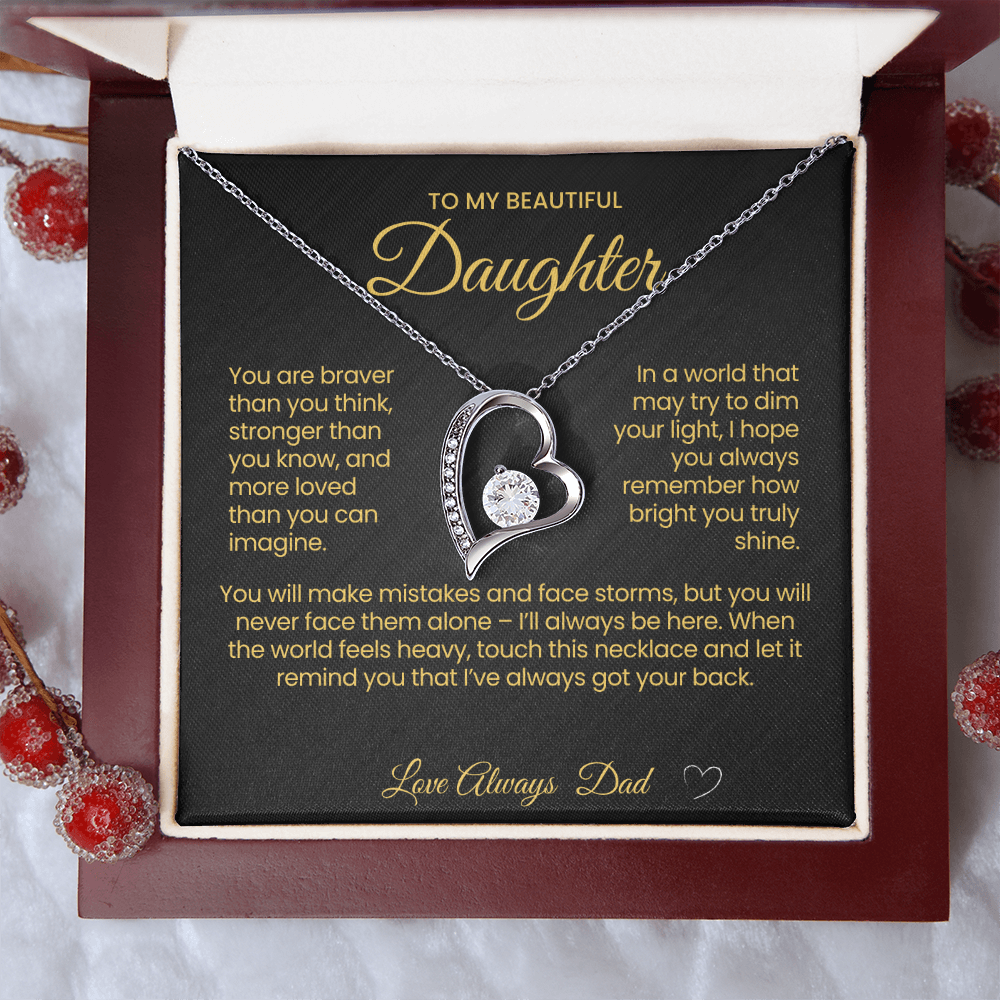 To My Beautiful Daughter Forever Love Necklace You are Braver