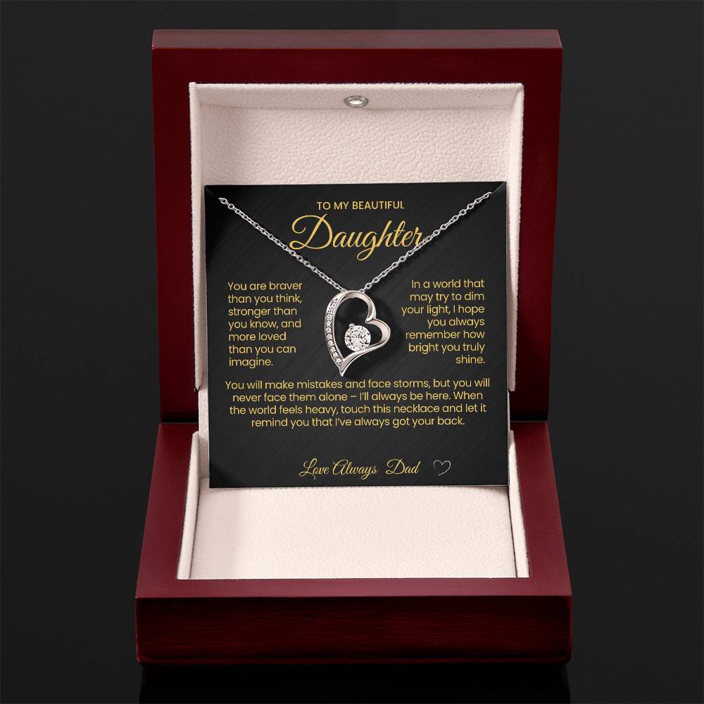 To My Beautiful Daughter Forever Love Necklace You are Braver