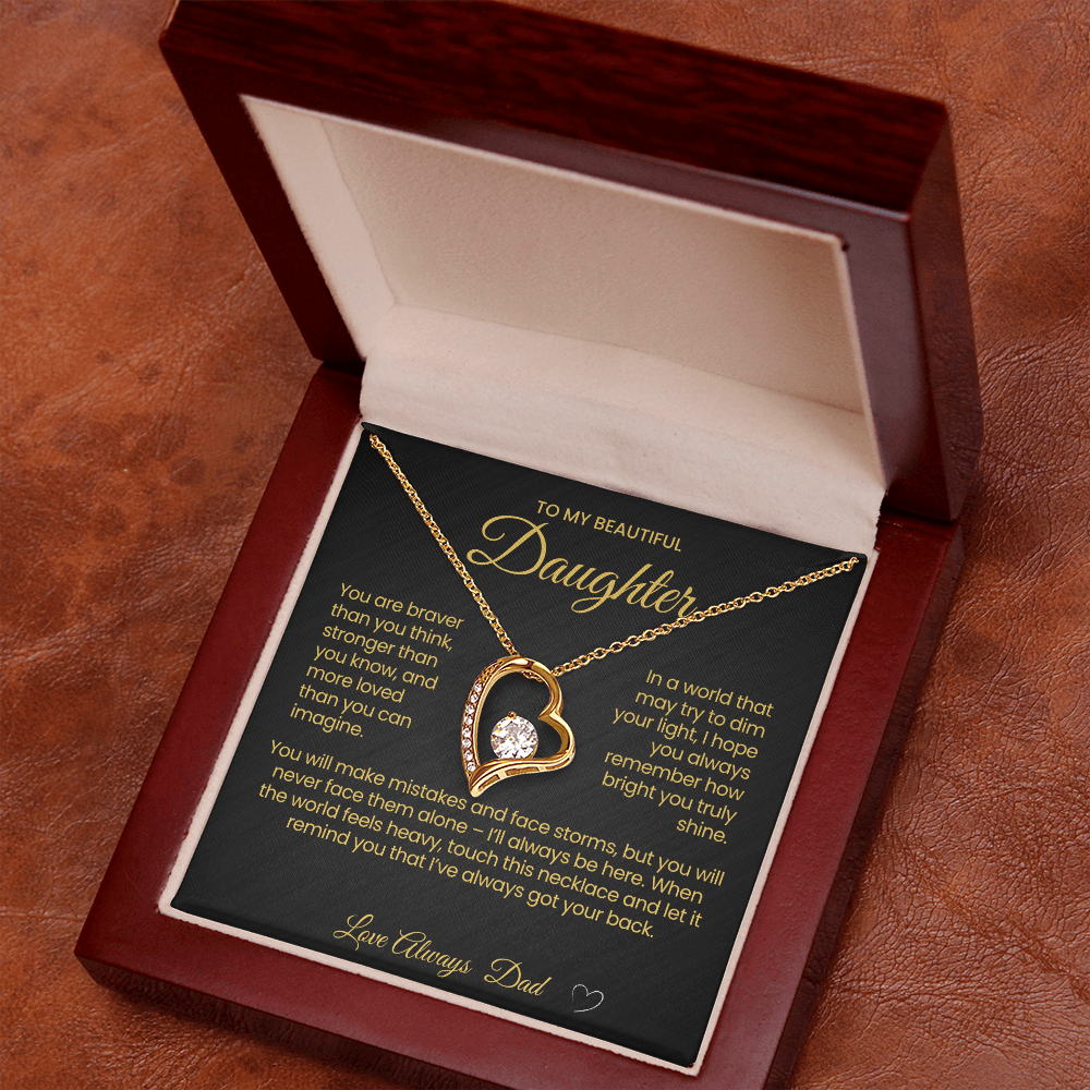 To My Beautiful Daughter Forever Love Necklace You are Braver