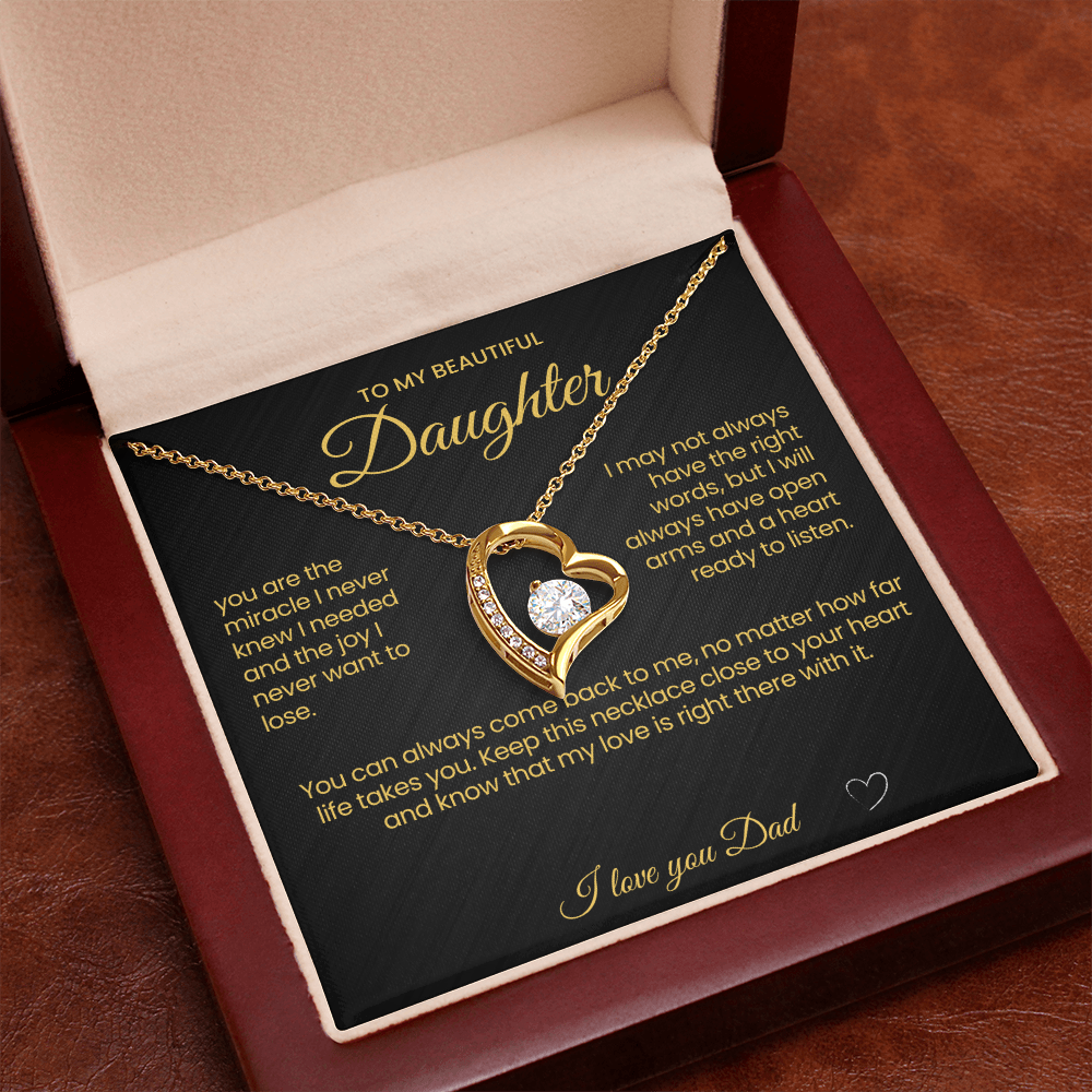 To My Beautiful Daughter Forever Love Necklace You are the Miracle