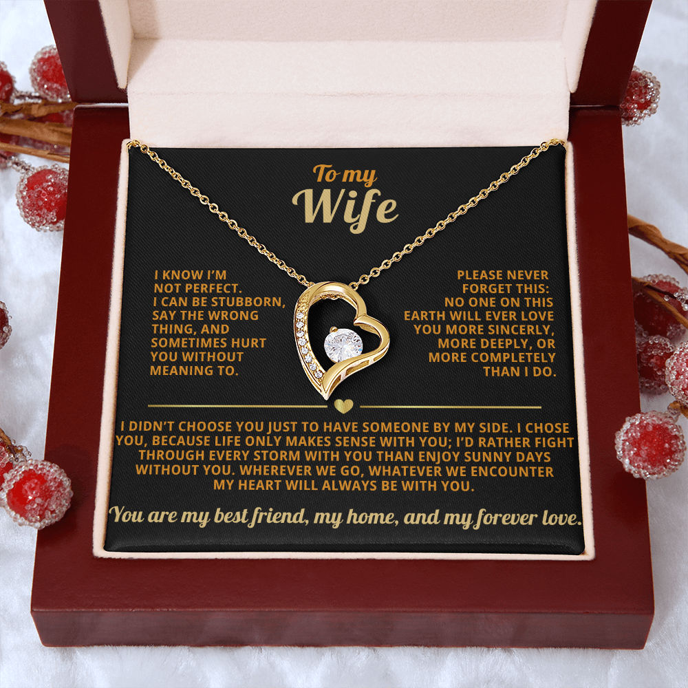 To my Wife Forever Love necklace i know i'm not perfect