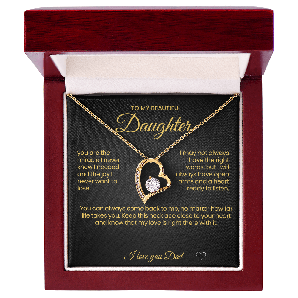 To My Beautiful Daughter Forever Love Necklace You are the Miracle