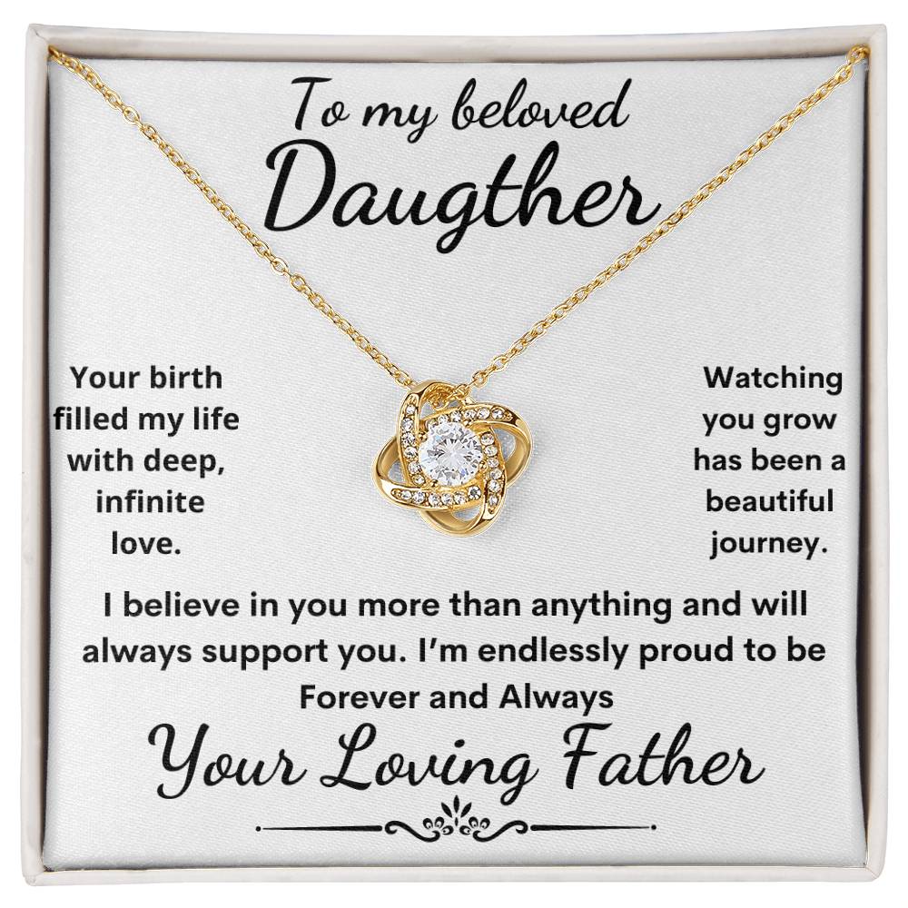 To my beloved daughter from father-love knot necklace