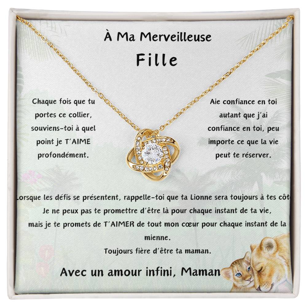 À ma Merveilleuse fille - Collier à noeud d'amour