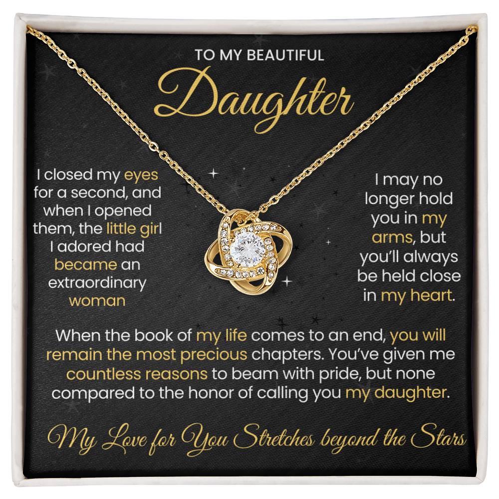 To My Beautiful Daughter- Love Knot Necklace