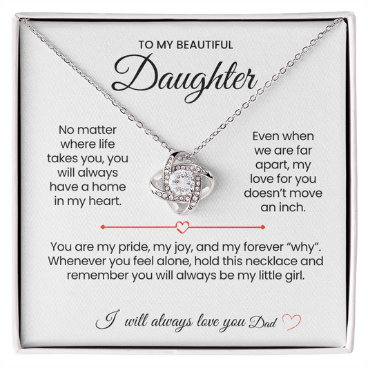 To my Daughter Love Knot necklace customizable signer