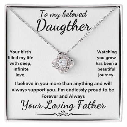 To my beloved daughter from father-love knot necklace