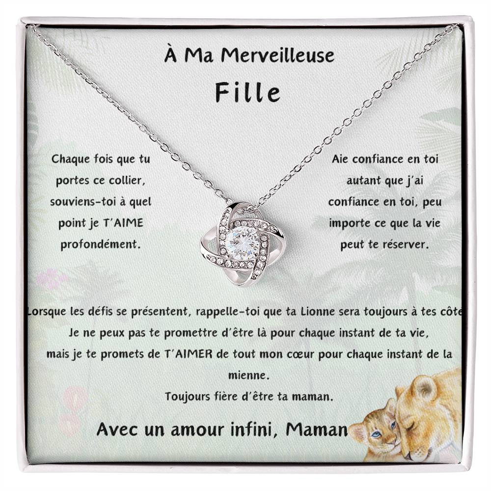 À ma Merveilleuse fille - Collier à noeud d'amour