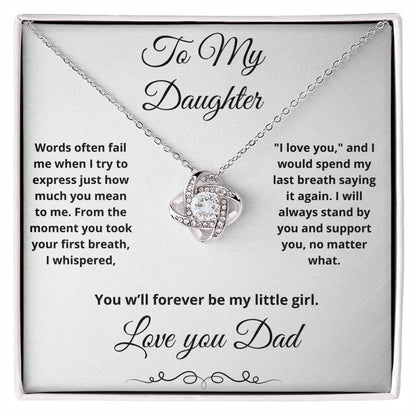 To My Daughter- Love Knot Necklace