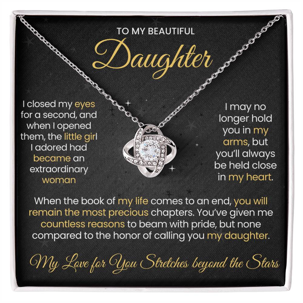 To My Beautiful Daughter- Love Knot Necklace