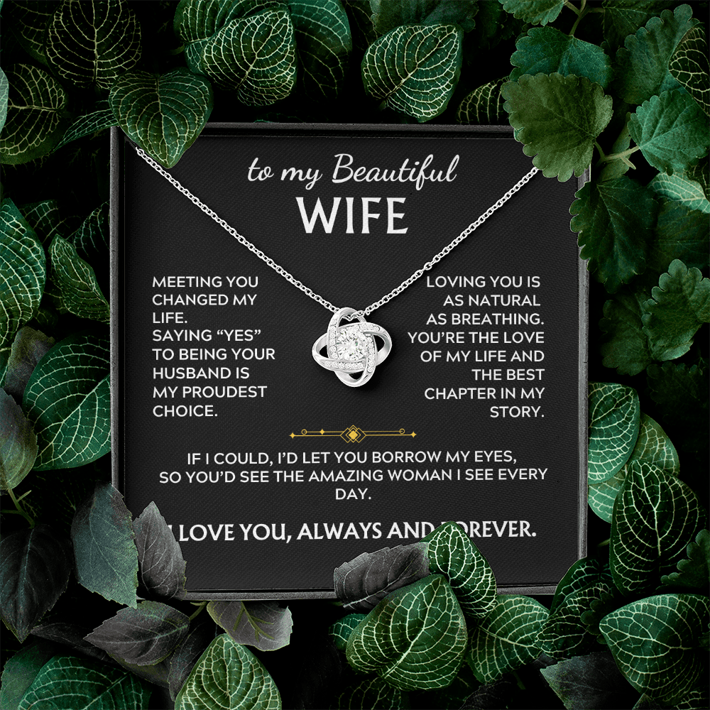 To My Beautiful Wife, Love Knot Necklace, Meeting you changed my life