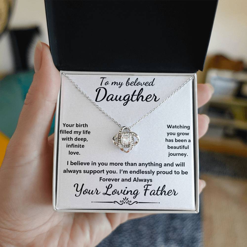 To my beloved daughter from father-love knot necklace