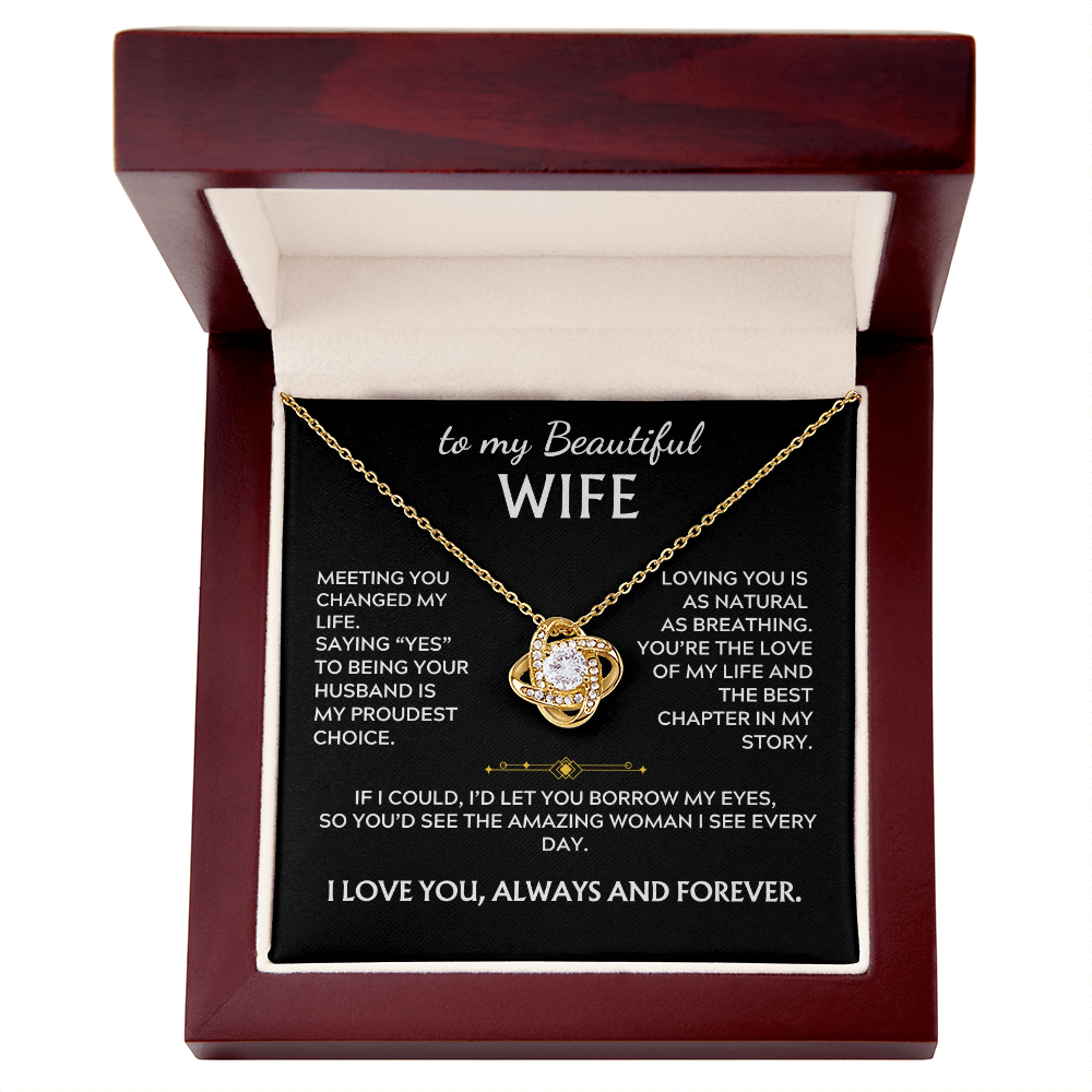 To My Beautiful Wife, Love Knot Necklace, Meeting you changed my life