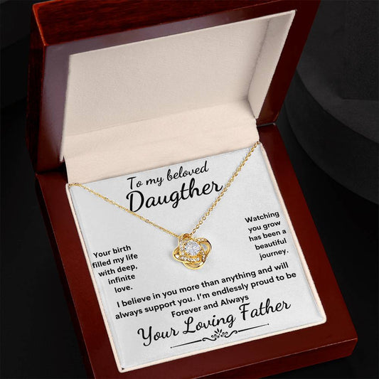 To my beloved daughter from father-love knot necklace