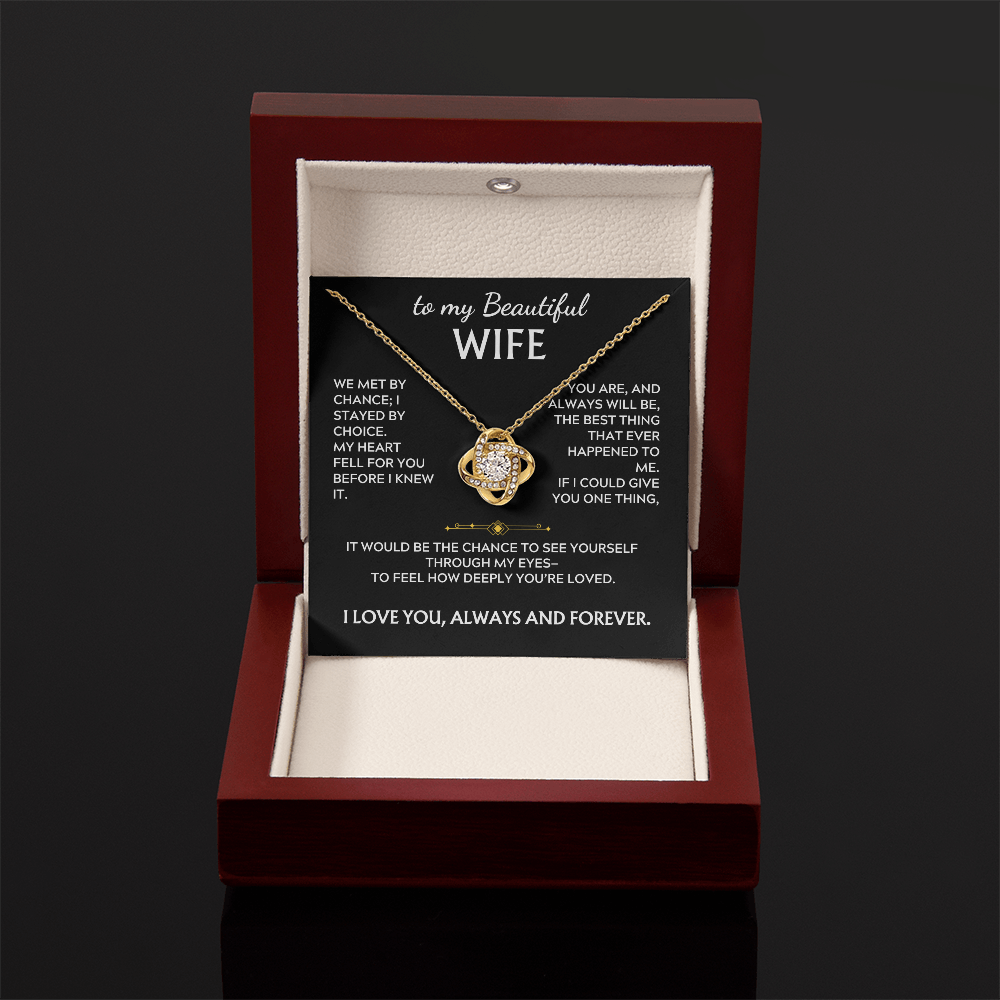 To My Beautiful Wife, Love Knot Necklace, We met by  Chance
