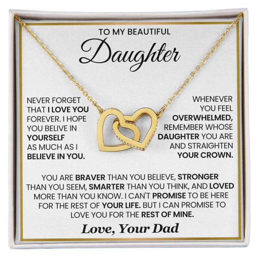 To my Beautiful Daughter- Interlocking Hearts Necklace