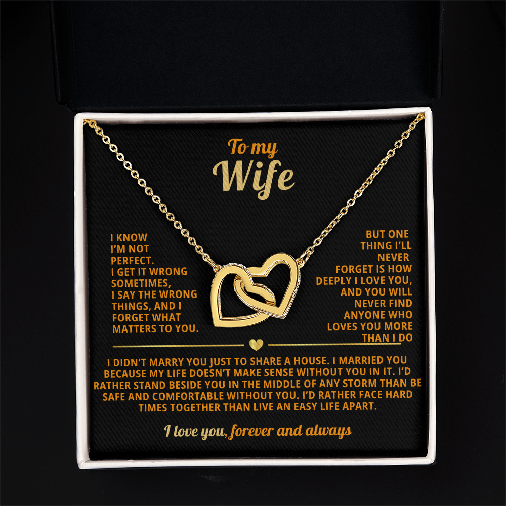 To My WIfe Interlocking Hearts Necklace I'm not perfect