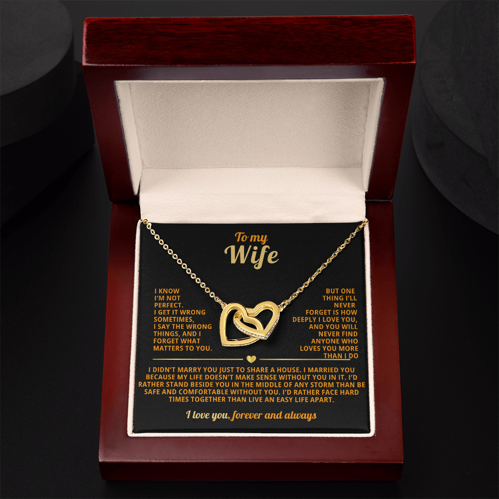 To My WIfe Interlocking Hearts Necklace I'm not perfect
