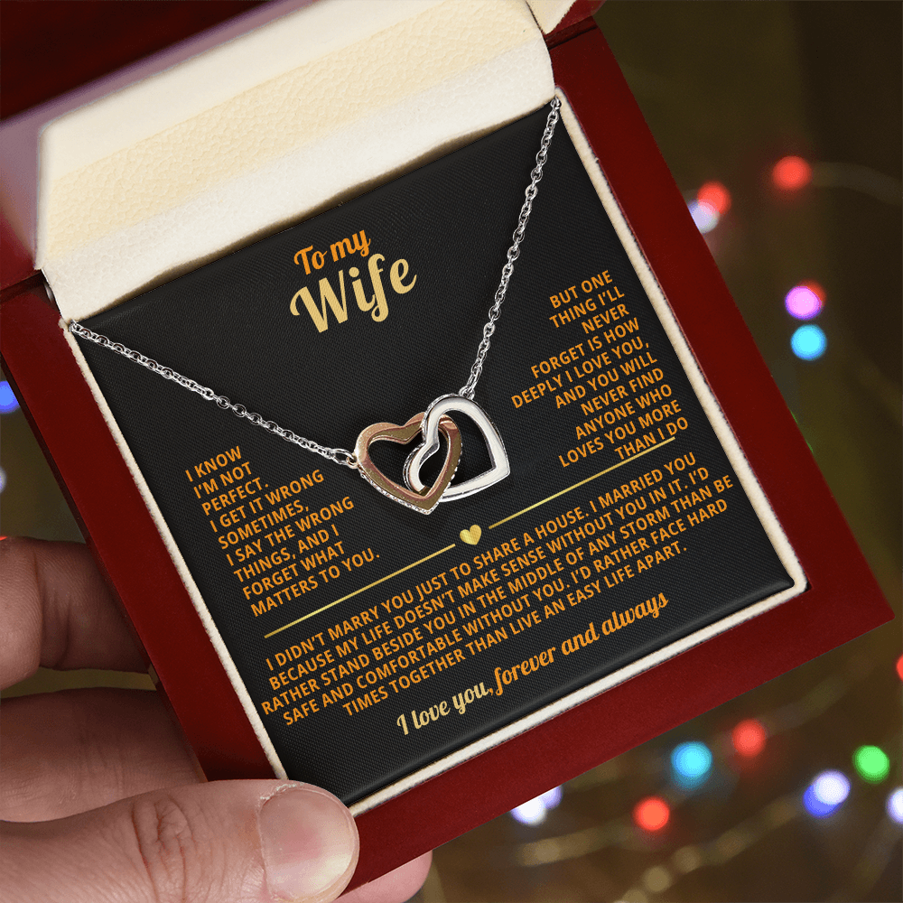 To My WIfe Interlocking Hearts Necklace I'm not perfect