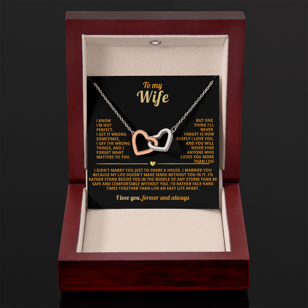 To My WIfe Interlocking Hearts Necklace I'm not perfect