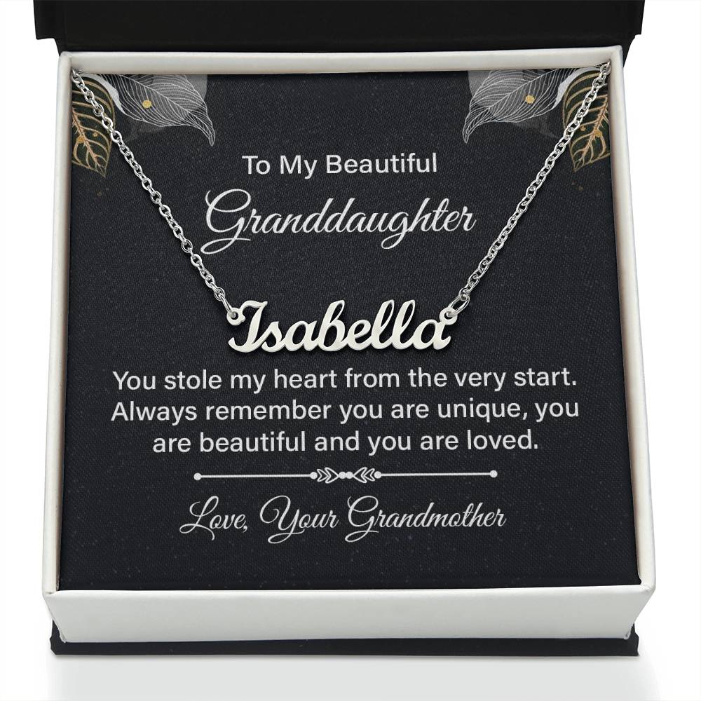 to my Beautiful Granddaughter - Signature Name Necklace