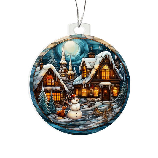 Christmas Ornament-Village and snowman