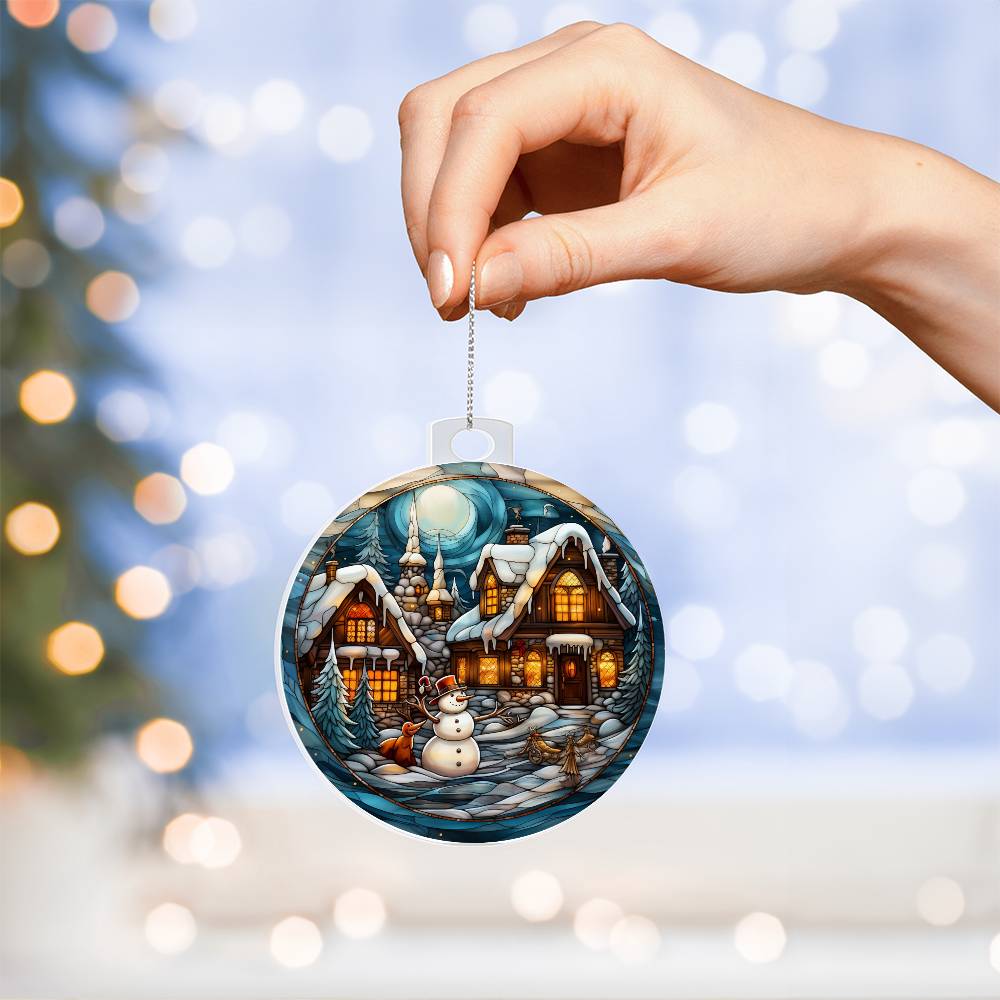 Christmas Ornament-Village and snowman