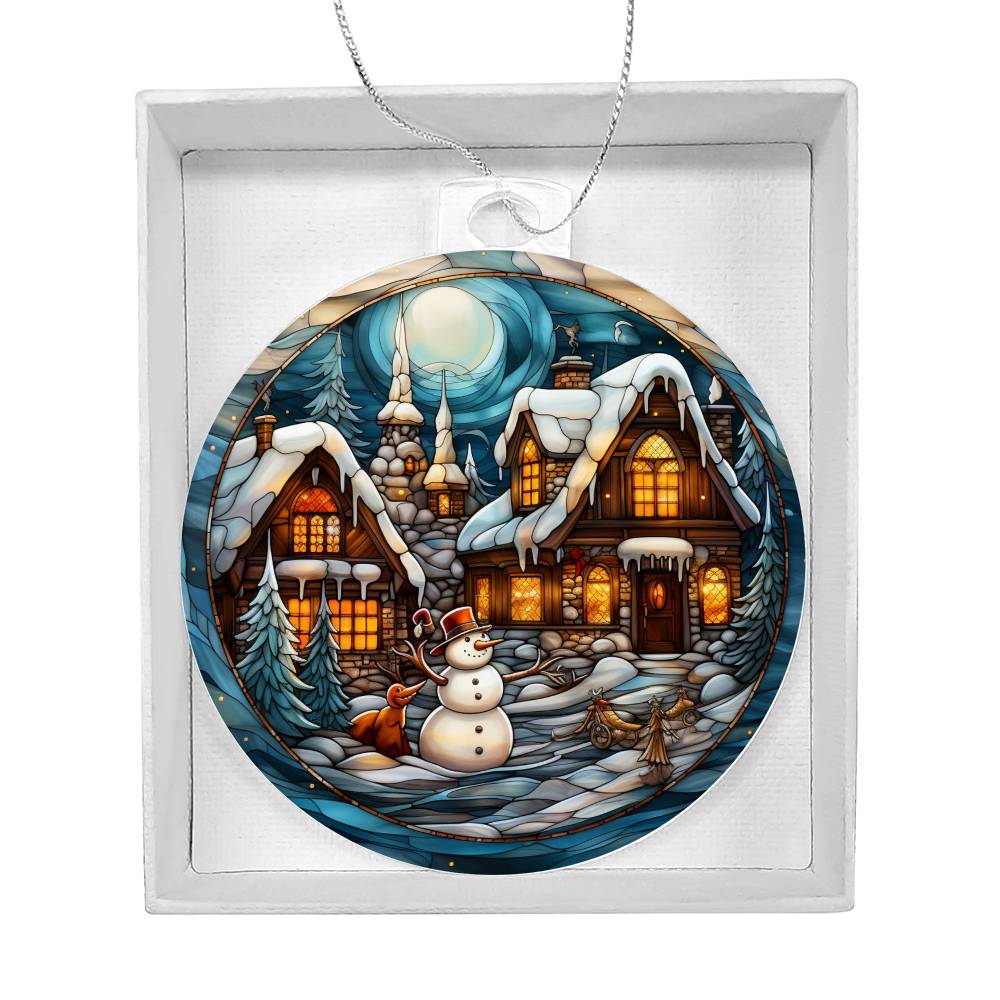 Christmas Ornament-Village and snowman