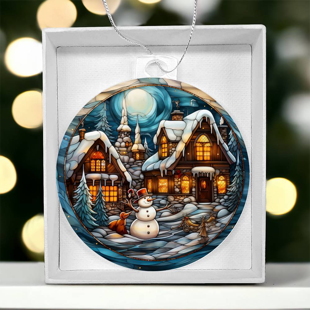 Christmas Ornament-Village and snowman