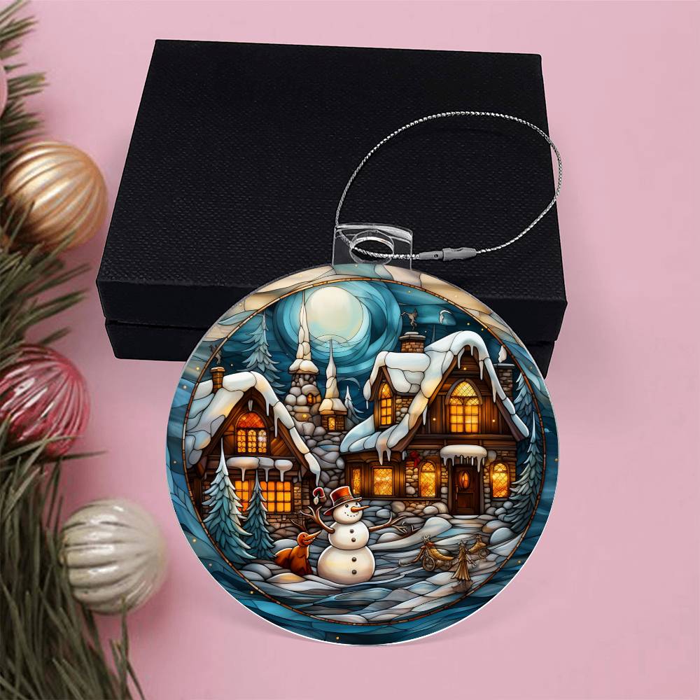 Christmas Ornament-Village and snowman