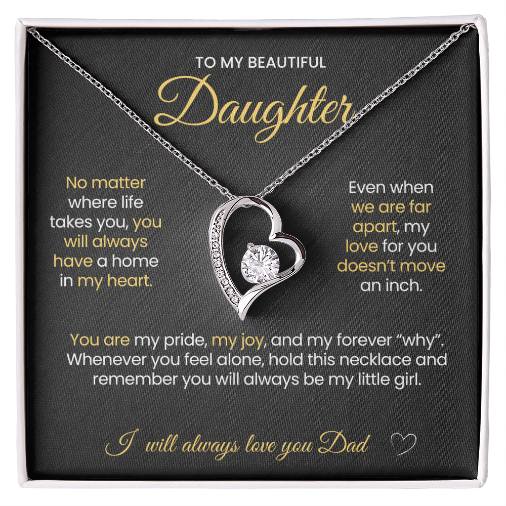 To My Beautiful Daughter Forever Love Necklace No Matter where life