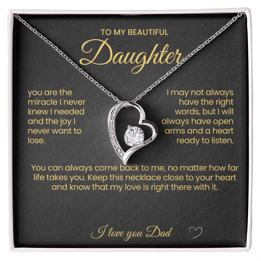 To My Beautiful Daughter Forever Love Necklace You are the Miracle
