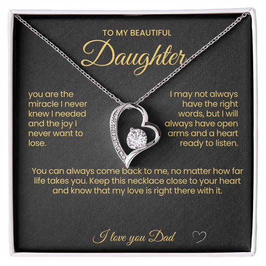 To My Beautiful Daughter Forever Love Necklace You are the Miracle