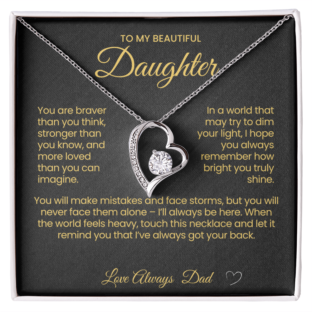 To My Beautiful Daughter Forever Love Necklace You are Braver