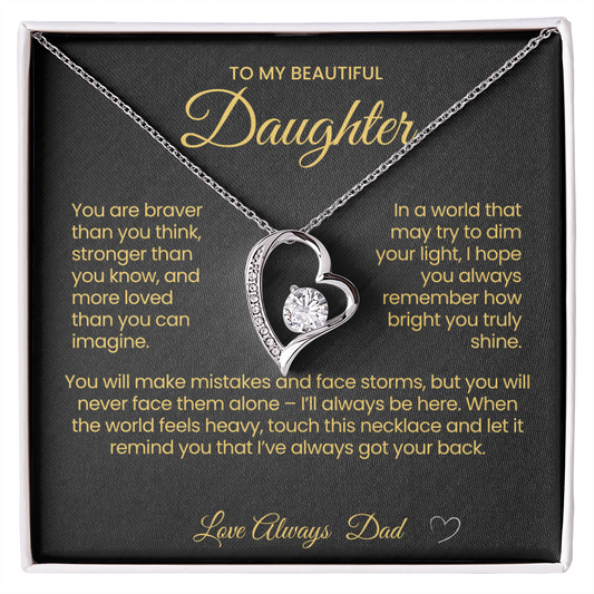 To My Beautiful Daughter Forever Love Necklace You are Braver