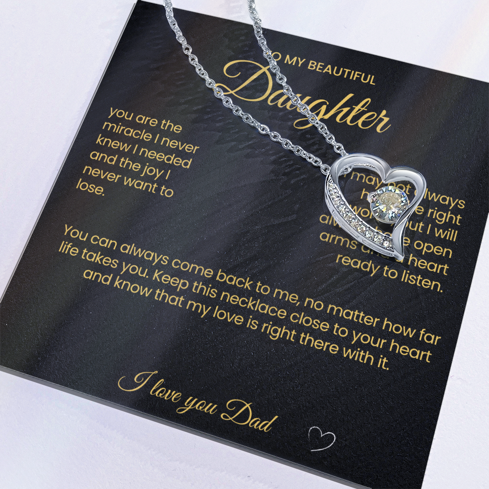 To My Beautiful Daughter Forever Love Necklace You are the Miracle